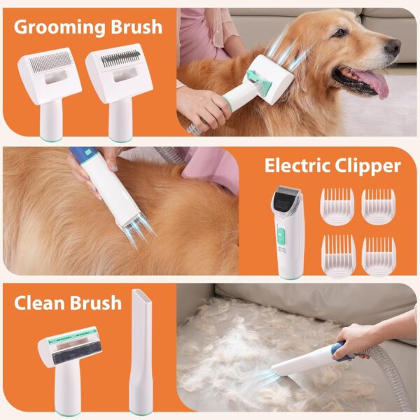 nestsplus Dog Brush Clipper Grooming Kit and Vacuum Picks Up 99% Pet Hair, All in One Proven Grooming Tools, 2.5L Large Capacity Pet Hair dust Cup, Cat Dog Massage Clean Tangled Brush - Image 2