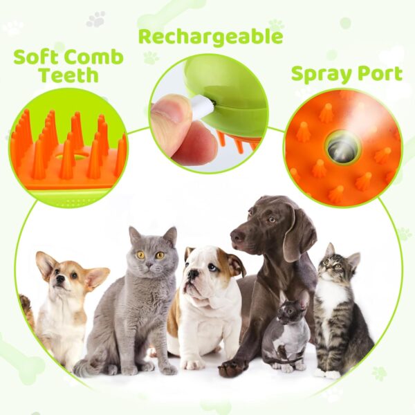 71Nmly Cat Steam Brush 3 In1 Steamy Cat Brush Self Cleaning Steam Cat Brush Rechargeable Cat Grooming Brush Multifunctional Cat Grooming Brush,Electric Pet Brush,Pet Hair Removal Comb - Image 3