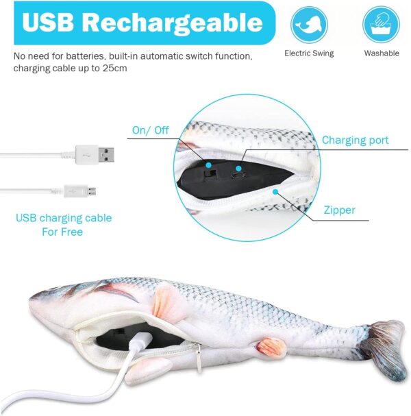 Mupack 2 in 1 Fish Cat Toy & Led Pointer Electric Flipping Fish Cat Toy Cat Chaser Toy for Indoor Cats,Interactive Exercise Cat Nip Supplies kitten Cat Toy (USB Rechargeable) for Cat - Image 5