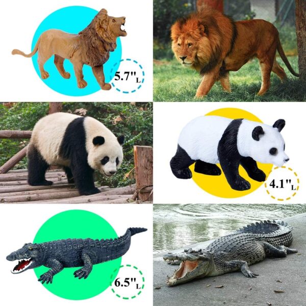 Mini Tudou 12 Pcs Safari Animals Figures Toys w/ 145x98CM Large Activity Play Mat, Realistic Jumbo Jungle Wild Zoo Animals Figurines Playset w/ Elephant, Giraffe, Lion for Kids Toddlers Boys & Girls - Image 5