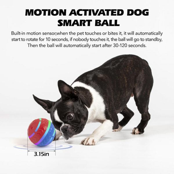 pet prime Interactive Dog Ball, Moving Dog Ball USB Rechargeable, Activated Smart Dog Toys for Boredom, Durable Interactive Dog Toys with LED Lights for Small Medium Large Dogs - Image 3