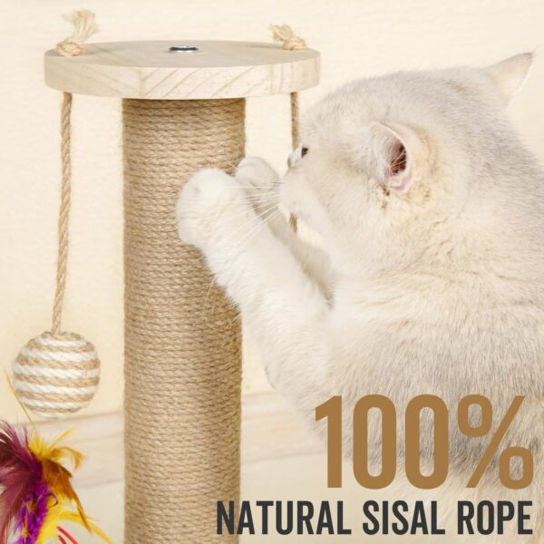 Cat Scratching Post for Indoor Cats with Solid Wooden Base Cat Scratche Post with Interactive Track Ball Toys Kitten Small Scratcher Post Funny Cat Scratch Pole 45cm - Image 5