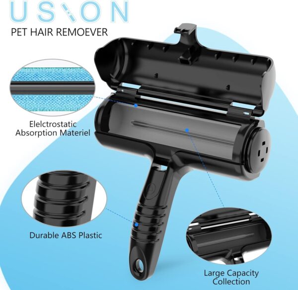 USION Pet Hair Remover Roller Brush - Reusable & Portable Dog Cats Hair Remover Scraper,Carpet Brush Hair Removal Tool,Self-Cleaning Lint Removel Animal Fur Collector from Furniture,Sofa & Bedding - Image 2