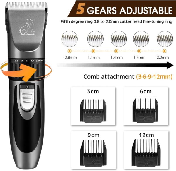 FACAIO Dog Clippers, Dog Grooming kit, Professional for Thick Coats/Heavy Hair, Low Noise Rechargeable Cordless Pet Shaver for Dogs Pets and Animals, Dog Shaver for Dogs Cats Horses - Image 4