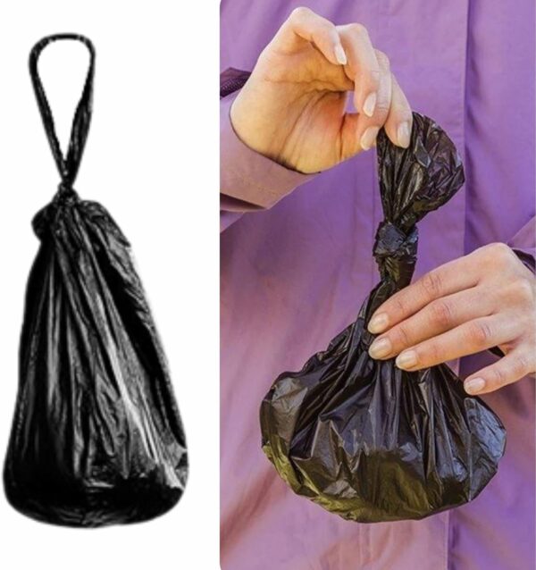 100x Doggy Poo Bags Tie Handles Biodegradable Dog Waste Black Poop Bags Plastic Extra Thick Fragranced Scented Strong 100% Leak Proof Eco-Friendly Cats Puppy Walking Bags Dispenser Pet Supplies - Image 2