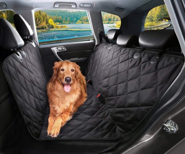 Dog Car Seat Cover, SHINE HAI Waterproof & Scratch Proof & Nonslip Back Seat Cover, Dog Travel Hammock with Seat Anchors, Machine Washable, Durable, Universal fits All Cars, Pet Cover(Black) - Image 2