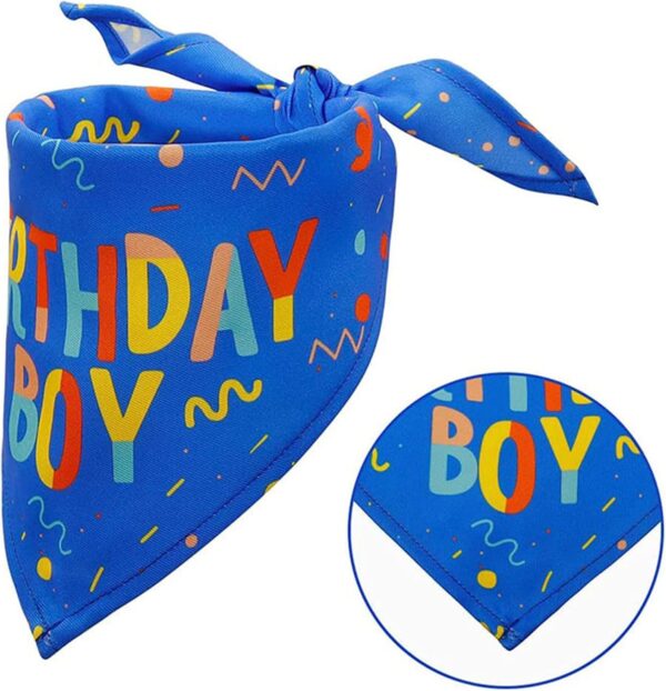 Dog Birthday Bandana,Birthday Dog Bandana Boy Triangle Scarf Triangle Dog Scarfs Bandanas for Small Medium Dogs Pets Birthday Party Supplies (Blue) - Image 3