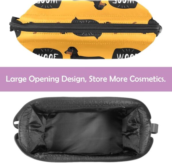 Travel Toiletry Bag wih Zippers Travel Accessories Toiletries Cosmetic Pouch Makeup Bags for Men and Women, Cartoon Animal Dachshund Pet - Image 2