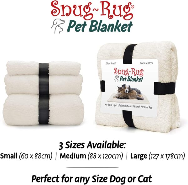 Snug Rug Luxury Pet Blankets - Fluffy Sherpa Fleece Blanket Soft and Warm Dogs and Cats – Washable Throw for Car Sofa Bed (Small 88 x 60cm, Cream) - Image 2