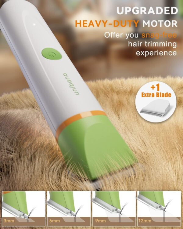 Unibono Dog Grooming Clipper Kit, Rechargeable Pet Clipper for Dogs & Cats, Strong but Quiet for Paws, Eyes, Ears, Face with Grooming Scissors Comb, Green - Image 3