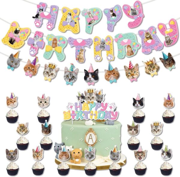 MAIGO 40pcs Cat Cake Topper - Cat Birthday Party Supplies Cat Party Decorations For Kids Cat Birthday Cake Decorations Girl Cat Theme Cat Balloons Birthday Party Decoration Supplies Pet Birthday Cake - Image 4