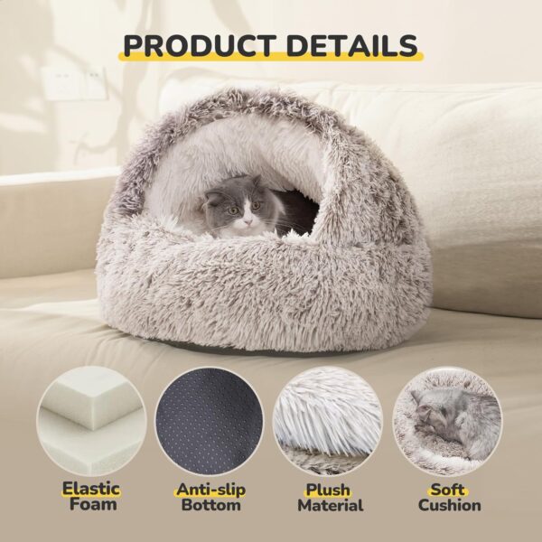 CATISM Cat Beds Dog Bed Pet Bed for Indoor Cats Large Cave Dog Bed Washable 60cm Coffee - Image 4