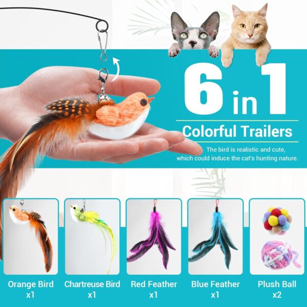 ROSAUI Cat Toy, Cat Toys Self-Entertainment - Interactive and Stimulating for Cats - Complete Set with Bird, Suction Cup Cat Wand, and More - Image 6