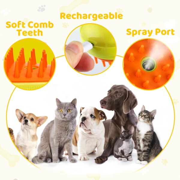 Steam Cat Brush 3 In1 Steamy Cat Brush Self Cleaning Steam Cat Brush Rechargeable Cat Grooming Brush Multifunctional Cat Grooming Brush,Electric Pet Brush,Pet Hair Removal Comb - Image 3