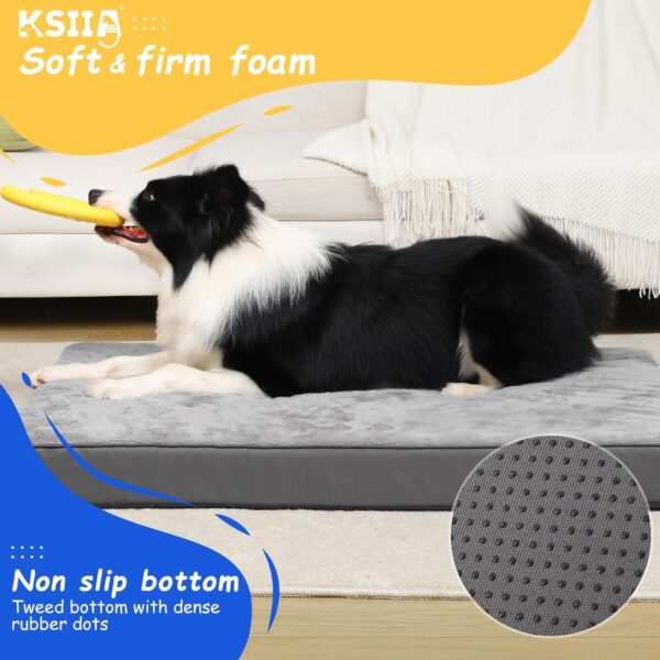 KSIIA Dog Beds Large Washable, Orthopedic Dog Crate Beds with Waterproof Removable Cover, Flat Dog Mattress Non skid Bottom, Pet Beds for Dogs, Grey, 88x55x7cm - Image 4