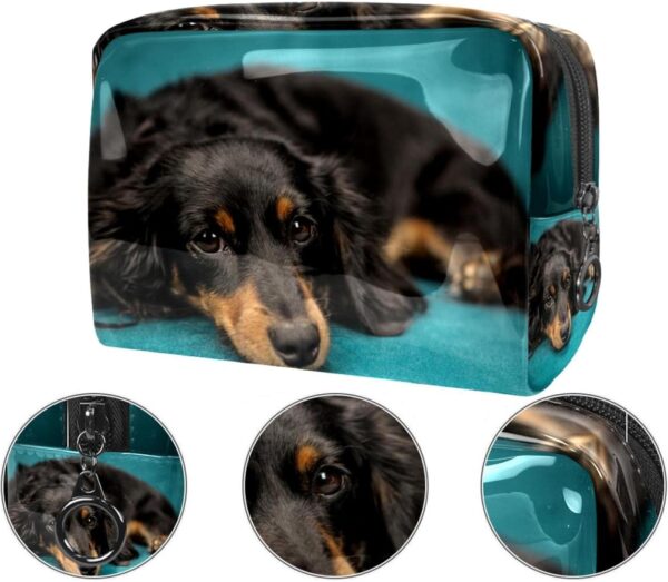 Cosmetic Bag for Women, Adorable Roomy Makeup Bags Travel Water Resistant Toiletry Bag Accessories Organizer, Dog Animal Black Pet - Image 2