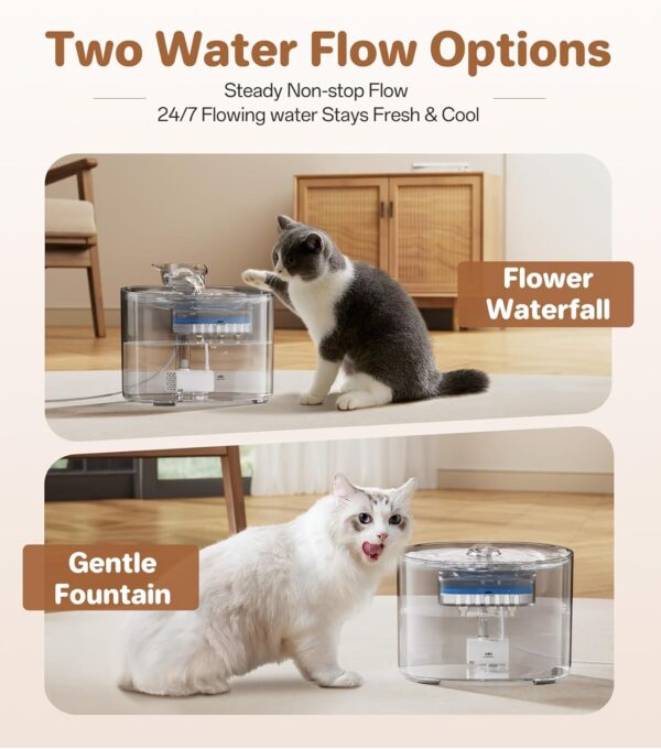 The Fellie Cat Water Fountain, 2.2L Cat Water Fountain for Drinking, Triple Layer Filtration, Super Silent Water Dispenser, Faucet Cat Drinking Fountain, Suitable for Cats and Dogs - Image 5