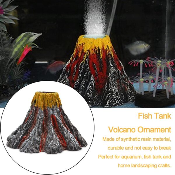 YWNYT Aquarium Volcano Ornament Kit, Multi Colour LED Light Air Stone for Aquariums Air Pump Accessories, Aquarium Bubbler for Aquarium Fish Tank Decoration - Image 2