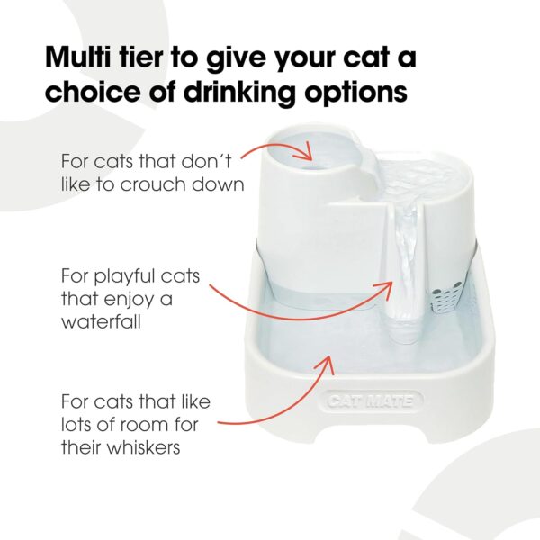 Cat Mate Pet Water Fountain for Cats and Small Dogs, 2 Litre Drinking Fountain - White - Image 3