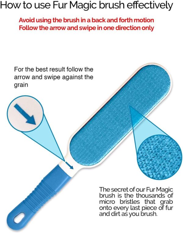 Fur Magic Pet Hair Remover Lint Brush With Self-Cleaning Base, Reusable Fluff Remover for Clothes, Double-Sided Fur Cleaner for Dog and Cat - Image 3