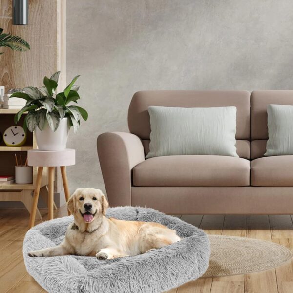 TUAKIMCE Dog Bed Cat Bed Square Calming Dog Cat Bed Plush Fluffy Puppy Bed Large Dog Bed Washable with Anti-Slip Bottom Self-Warming Pet Bed for Large, Medium Dog and Cat bed (M, Light Gray) - Image 6