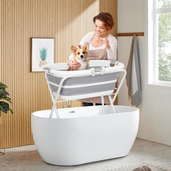 beberoad Pet Dog Booster Bath Elevated Dog Bathing Tub Washing Station for Grooming, Collapsible Foldable Portable Shower Bathtub for Small Dogs Cats Pet, Indoor and Outdoor - Image 2