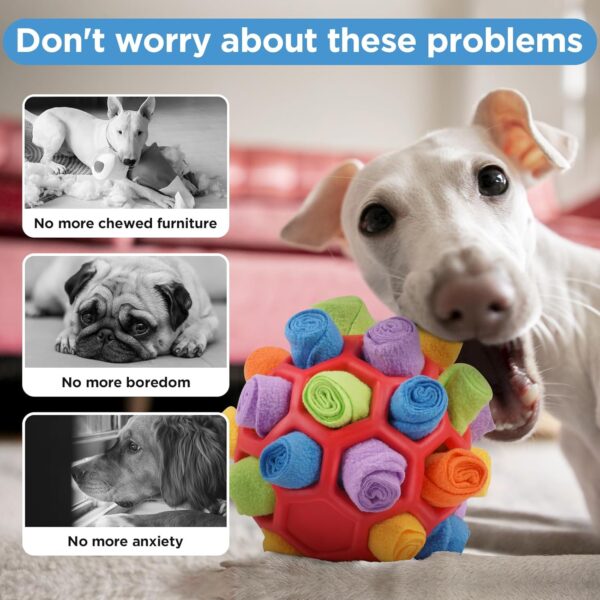 Snuffle Ball for Dogs Foraging, Sniffle Interactive Pet Toys, Dog Chew Toys Dog Treat Ball Dispenser, Portable Interactive Dog Educational Toy Brain Stimulator Toy for Small Medium Large Dog Training - Image 3