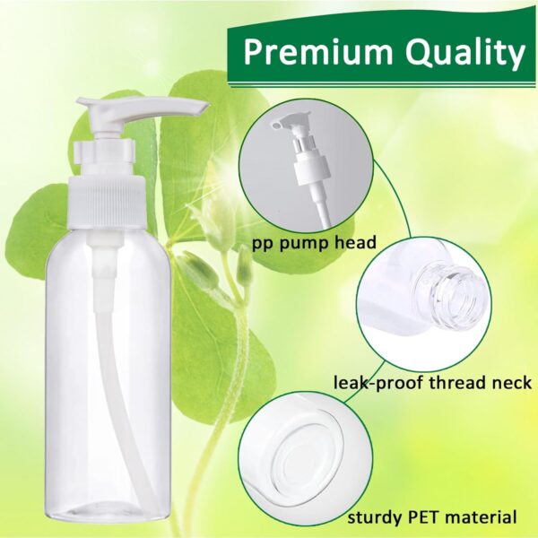 Apstaqeoo 6Pcs 100ML Empty Travel Bottles Plastic Pump Bottle Lotion Dispenser Bottle Set Refillable Makeup Cosmetic Container TSA Approved for Toiletries Shampoo Massage Cleansing Oil (Transparent) - Image 3