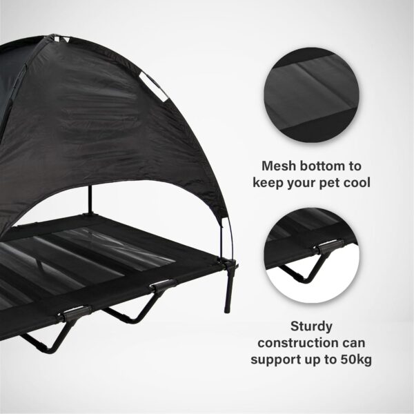 Elevated Dog Bed Pet Mesh Camping Cot Indoor Outdoor Tent with Canopy Cover (Small - 61cm x 47cm x 61cm) - Image 2