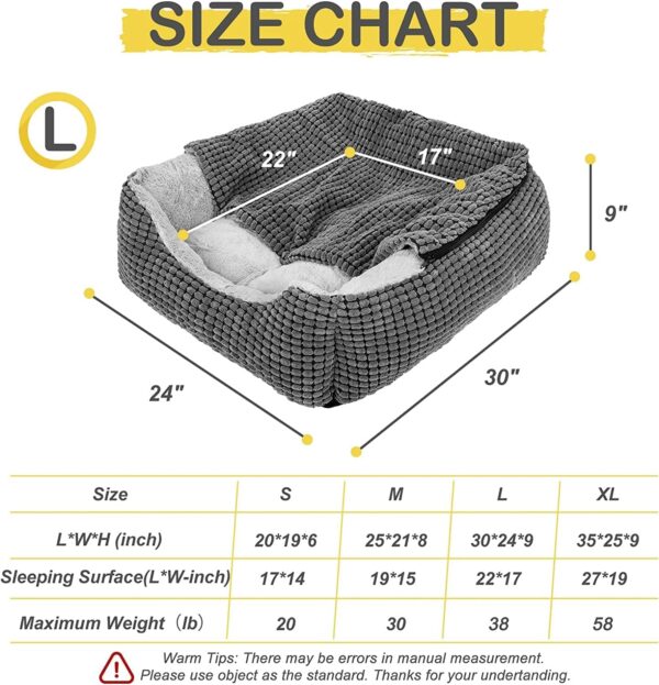 JOEJOY Rectangle Dog Bed Warm Hooded Puppy Bed for Large Medium Small Dogs, Luxury Super Soft Pet Cave Bed Medium Washable, Fits Up To 20/30/40/60lbs Pets - Image 5