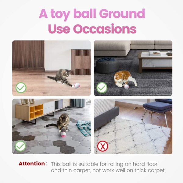 IOKHEIRA Interactive Cat Toys Ball (4th Gen) Wicked Ball for Indoor Cats Adult, Auto 360° Self-Rotating & USB Rechargeable with LED Red Light Toy for Cat Kitten - Image 7