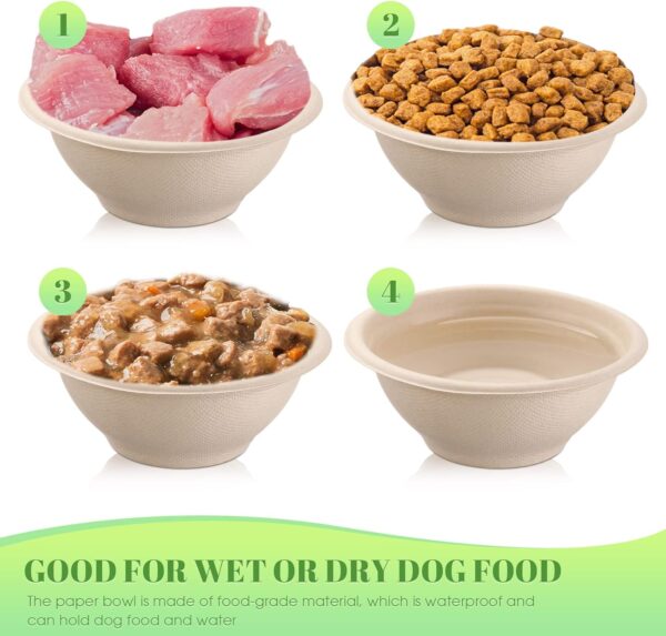 200 Pcs Disposable Pet Bowls Dog Food Bowls Travel Cat Bowls Bulk for Small Dogs Puppy Cat Food Dish Safe Paper Bowls 8 oz Container for Outdoor Small Animal Feeding and Watering Supplies - Image 4