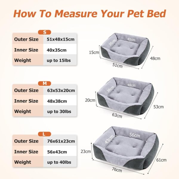 FURTIME Medium Dog Bed Pet Bed, Washable Dog Bed Medium with Non-slip Bottom, Calming Dog Bed Pet Beds For Small Medium Dogs, Corgi, Teddy, Chihuahua And French Bulldog, Grey, 63×53×20 cm - Image 5