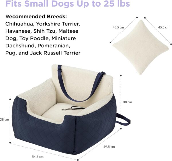 Lesure Small Dog Car Seat - Waterproof Dog Booster Seat, Car Dog Seat For Medium Dog With Storage Pockets, Clip-On Leash For Pet Travel Carrier Bed, 54.5x49.5x38, Blue - Image 6