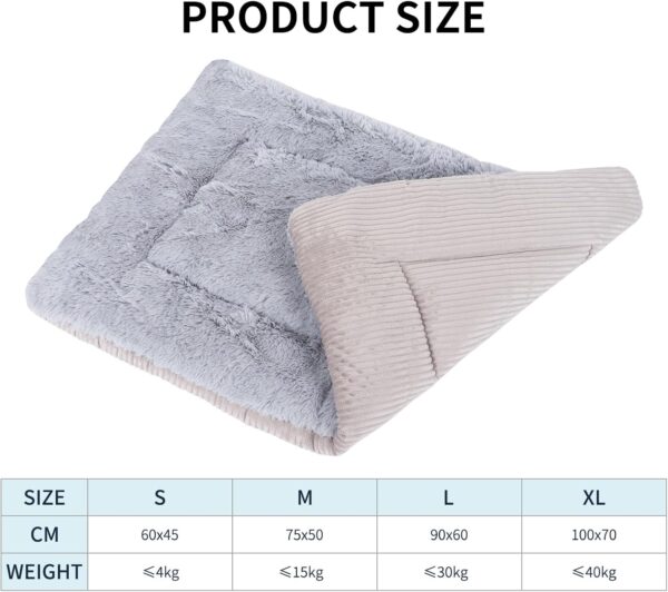 Vejaoo Dog Bed Mat Washable Cat Cushion Soft Premium Plush Dogs Mattress Sofa Dual Purpose Clearance for Small/Medium/Large Dog XZ014 (L(90 * 60CM), Wicker Gray) - Image 2