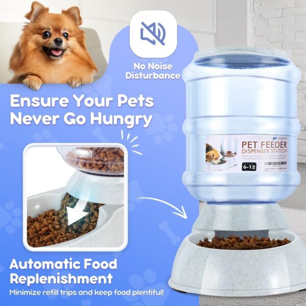 Flexzion Gravity Pet Food Water Feeder Dispenser Bundle Set (Large) for Dogs Cats Automatic Replenish Waterer Dry Food Storage Container Bowl, Small Medium Dog Cat Feeding Watering Fountain Supplies - Image 5