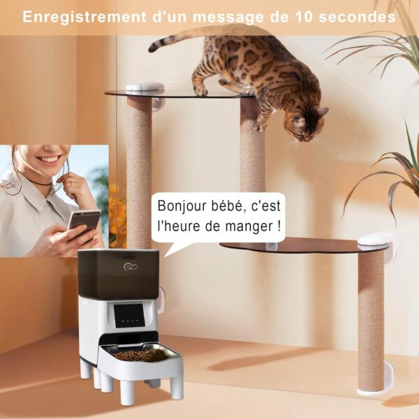 DOEL Automatic Cat Feeder With Elevated Feet Timed and Quantitative Feeding with Stainless Steel Bowl APP Remote Control with Dual Power Dry Food Cat Feeder Pet Feeder 4L - Image 5