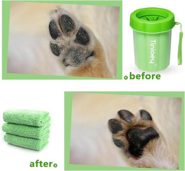 Tinioey Dog Paw Cleaner for Dogs Medium | Paw Washers for Dogs | Dog Paw Washer Pet Foot Cleaner | Paw Care & Dog Washing Equipment | Dog Accessories to Clean Dogs Paws (with 3 Absorbent Towels) - Image 4