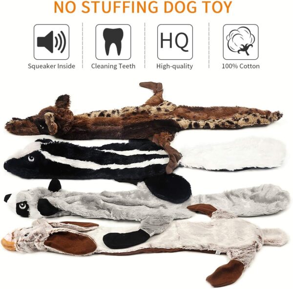 Bojafa Squeaky No Stuffing Dog Toys - 4 Pack Plush Soft Dogs Toy Indestructible For Small Medium Large Dogs Durable Tough Puppy Toys Bundle Cuddly Chew Proof Pet Toys - Image 3