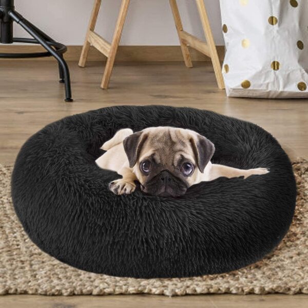 MFOX Calming Dog Bed Cat Bed Donut, Faux Fur Donut Cuddler Washable Self-Warming Pet Bed, Large Round Plush Dog Bed for Small/Medium/Large Dogs(60cm/80cm/90cm/110cm) - Image 6