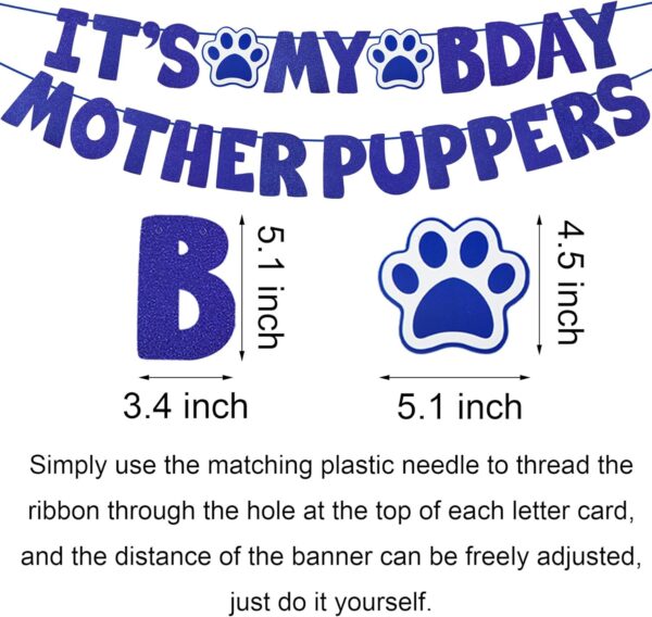 JOTFA Dog Birthday Party Supplies, Multi Sizes Dog Birthday Bandana Boy Dog Birthday Hat Bow Tie Numbers It’s My Bday Mother Puppers Sign Banner for Large Extra Large Dogs Pets (X-Large, Blue) - Image 6