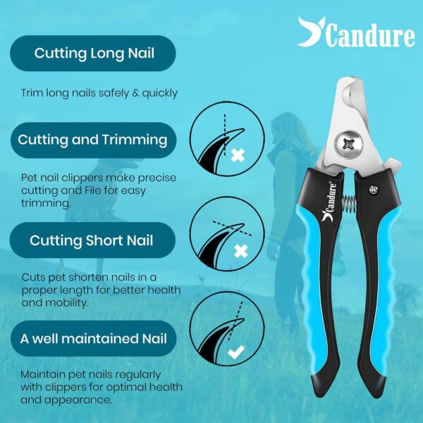 Candure Dog Nail Clippers for Large, Medium and Small Breed Professional Pet Nail Clipper Suitable for Cats, Rabbits and Guinea Pigs With Safety Lock and Protective Guard to Avoid Over Cutting (6") - Image 6