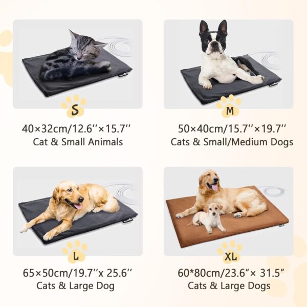 Pecute Pet Heat Pad Small 32x40cm, Constant Heating Safe Electric Heated Mat Anti Bite Waterproof with Removable Flannel Cover & Fire Retardant Cotton, Soft Cosy for Puppies Kittens(2 Covers) - Image 9