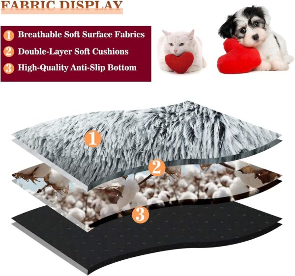 Kongming Grey Small Dog Bed 40 * 40CM(16"×16") Large Cat Bed,Doughnut Donut Dog Bed with Cave, Pet Bed Washable Fluffy Anti Anxiety Calming Dog Bed,Chew Resistant Faux Fur Plush Dog Snuggle Bed - Image 3