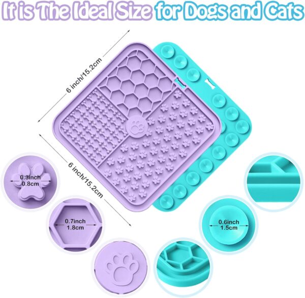 Licky Mats for Dogs and Cats, Premium Lick Mats with Suction Cups for Dog Anxiety Relief, Dog Lick Mats for Bathing, Grooming and Training, 2 Pack with 1 Spatula - Image 2