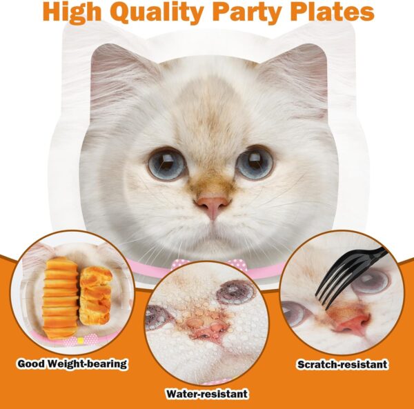 CHUNNIN 60 Pcs Cat Party Plates Cat Shaped Dinner Plates for Cute Kitten Birthday Party Supplies Kitty Disposable Dinnerware Plates for Cat Theme Birthday Baby Shower Party Favors Decorations - Image 3