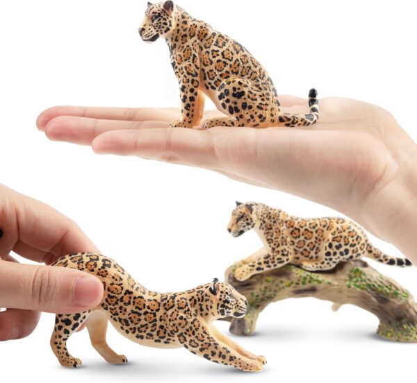 toymany 7PCS Jaguars Figurines with Jaguasr Cubs and Tree Trunk, Realistic Jungle Animals Figures Family Set Includes Baby Jaguars, Educational Toy Cake Toppers Christmas Birthday Gift for Kids - Image 3