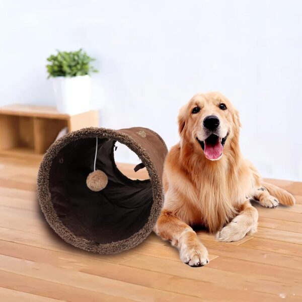 Cat Tunnel Toy 12 Inches Diameter Cats Play Tunnel Indoor Suede Pet Toys Foldable Large Cat Tube Tunnel with Peek Hole for Kitten Puppy Dogs Rabbits and Small Animals Pets Entertainment Supplies - Image 4