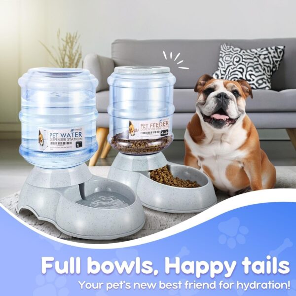 Flexzion Gravity Pet Food Water Feeder Dispenser Bundle Set (Small) for Dogs Cats Automatic Replenish Waterer Dry Food Storage Container Bowl, Small Medium Dog Cat Feeding Watering Fountain Supplies - Image 3