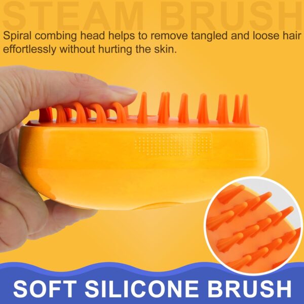 Cat Steam Brush, 3 In 1 Cat Steamy Brush, Silicone Massage Grooming Brush, Pet Hair Cleaning Brush Comb for Cats Dogs by ZITSMS(Yellow) - Image 3